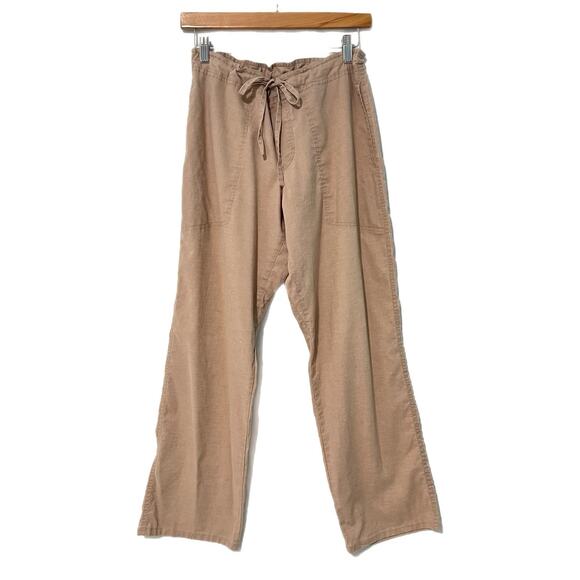 Prana Pants - Prana Hemp Blend Wide Leg Pants Small Khaki Drawstring Adjustable Waist Stretch